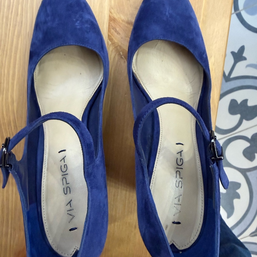 Via Spiga Women's Blue Suede Mary Jane Pumps - Size 8